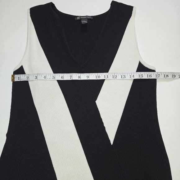 INC International Concepts Colorblock Sweater Vest Black White V Neck Knit Top L - Picture 6 of 9